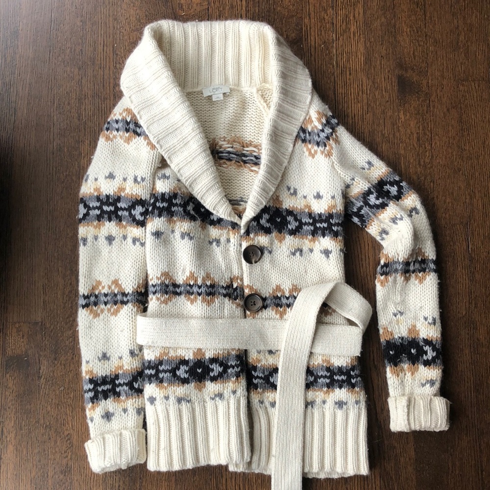 Ann Taylor Loft fair isle Grandpa Sweater